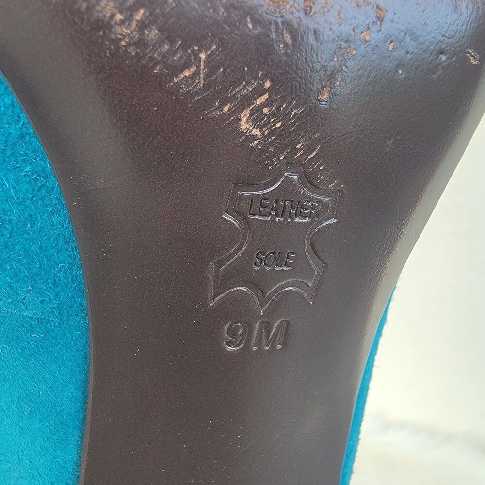 Tory Burch Noelle studded indigo suede kitten heel pumps Sz 9 - Picture 8 of 8